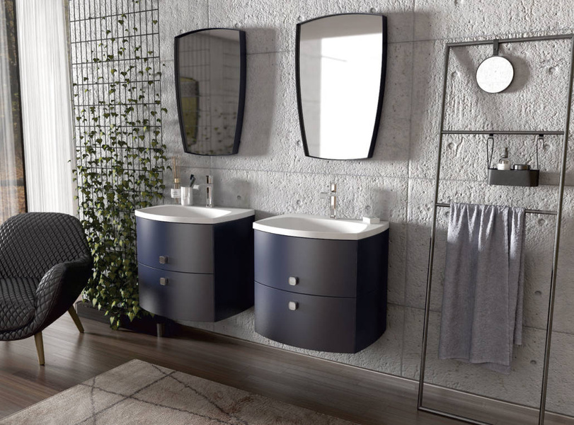 Oristo Szafka pod umywalkę 82 cm 2S LOUIS granatowa mat