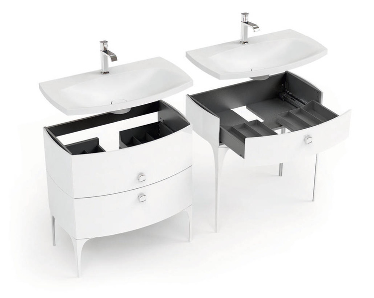 Oristo Szafka z umywalką w kolorze białym 102 cm 2S LOUIS czarna połysk